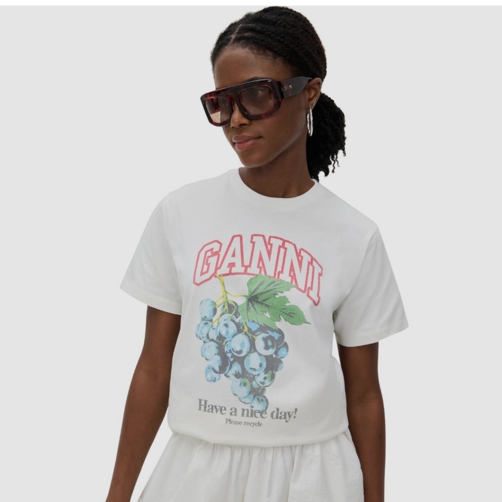 Ganni Off White Grapes T- Shirt